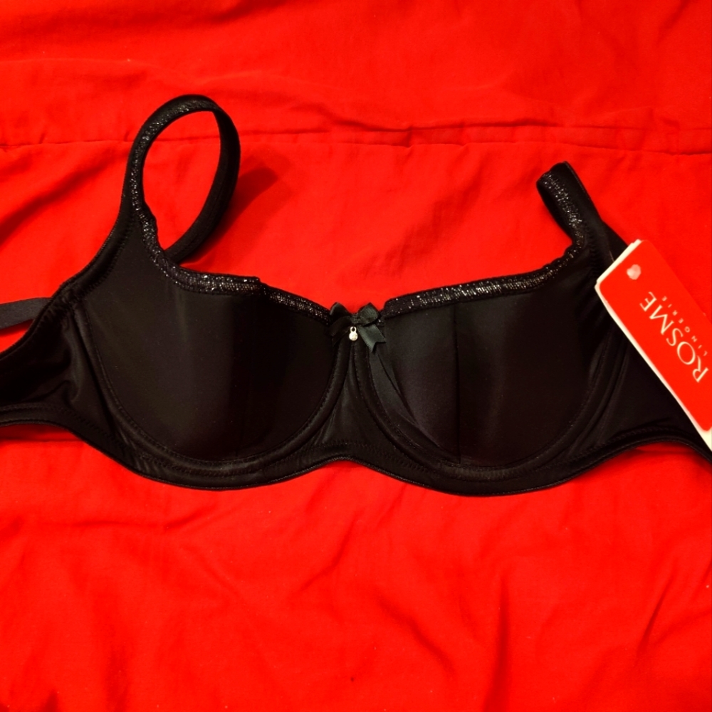 Rosme Lingerie black balconette bra - padded cups - NWT - 34C